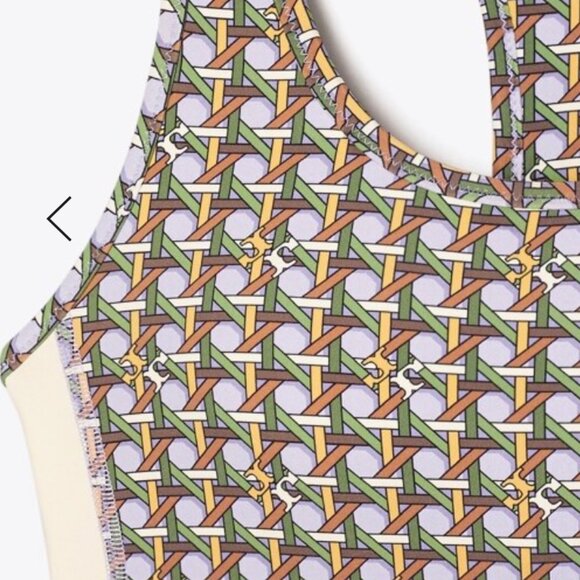 EUC Tory Burch Printed Side Stripe Racerback Sport Bra Women's Large Workout - Picture 3 of 13